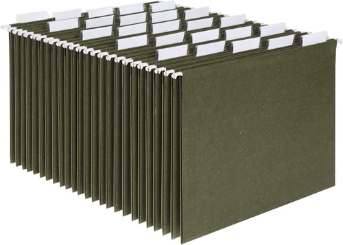 Pendaflex Carpetas colgantes de archivos, tamaño carta, verde estándar, pestañas ajustables de corte 1/5, 25 por caja (81602), verde estándar -