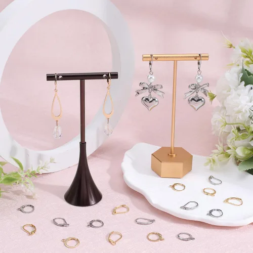 Miniatura 4 de SUNNYCLUE 1 caja de 80 piezas de hallazgos de aretes con cierre de palanca, hallazgos de aretes de aro Huggie, ganchos de oreja con cierre de 1 caja