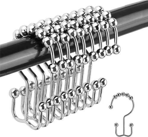 Ganchos para cortina de ducha, anillos Titanker, rodillos de acero inoxidable de doble deslizamiento, ganchos para cortinero de ducha para baño,