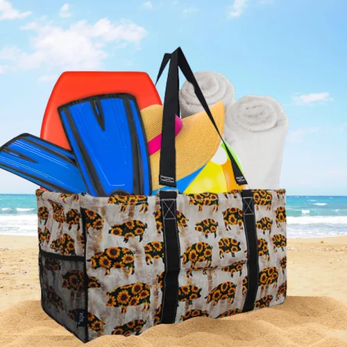 Miniatura 461 de NGIL Bolsa de comestibles reutilizable extra grande plegable de gran tamaño para comestibles, almacenamiento, picnic, playa, Bronco-negro occidental