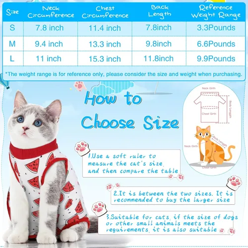 Miniatura 2 de Kacctyen Juego de 6 Trajes de Recuperación para Gatos Después de Cirugía Hembra y Macho, Traje de Cirugía para Gatito, Alternativa al Collar E