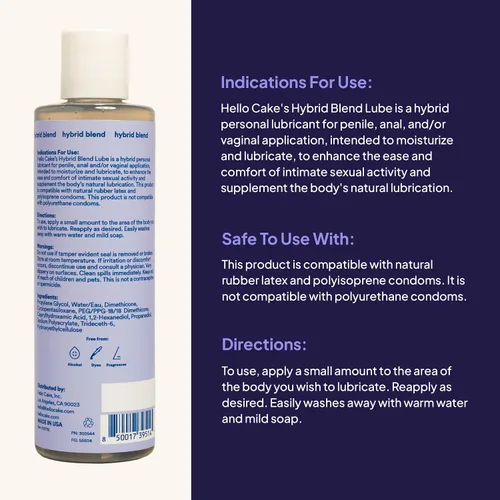 Miniatura 2 de Hello cake Lubricante híbrido – Lubricante personal de silicona y a base de agua, seguro para todos los materiales de juguetes, ultra resbaladizo