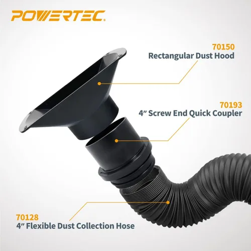 Miniatura 4 de POWERTEC Kit de manguera flexible de recolección de polvo 70207V, 4 pulgadas de diámetro