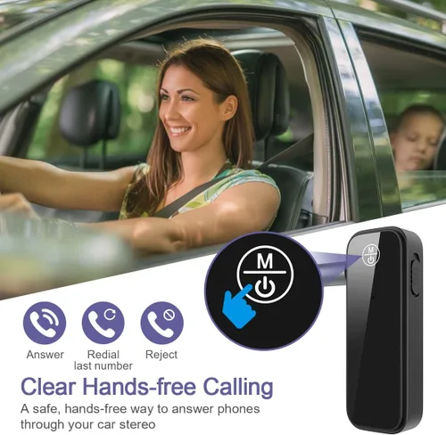 Miniatura 3 de Paquete de 2 adaptadores Bluetooth Aux para coche, receptor transmisor Bluetooth 5.3 2 en 1 para auriculares, altavoz de audio para el hogar