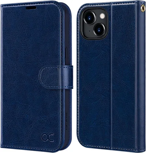 Miniatura 14 de OCASE Funda Cartera Compatible con iPhone 15, Funda Tipo Folio de Cuero PU con Tapa con Portarjetas y Bloqueo RFID Función Atril