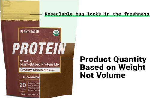 Miniatura 3 de Essential Elements Polvo de proteína de guisante orgánico – Chocolate cremoso Mezcla vegana a base de plantas baja en carbohidratos – Apto