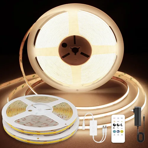 Miniatura 9 de Tira LED COB, tira de luz LED COB blanca cálida de 16.4 pies, tira de luz LED regulable de 2700 K, CRI92+, 0.315 in de ancho, cinta LED flexible