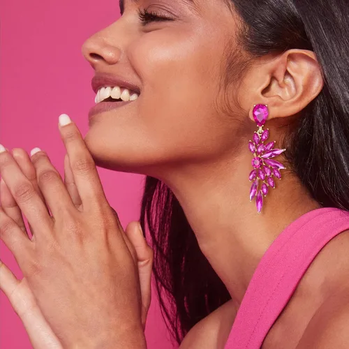 Miniatura 2 de BriLove Pendientes colgantes de cristal para mujer, diseño de lágrima de cristal para boda