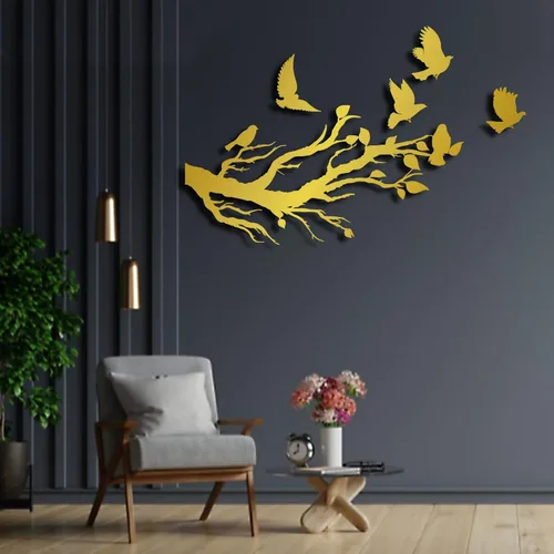 Miniatura 4 de Decoración de pared de metal, letrero de pájaros, arte de pared de sala de estar, arte de pared de pájaros de metal, pájaros en rama, colgantes