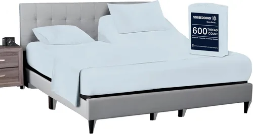 Miniatura 49 de SGI bedding Juego de sábanas King de 36 pulgadas, 100 % algodón egipcio, sábanas ajustables de 600 hilos, juego de sábanas ajustables de 4 piezas