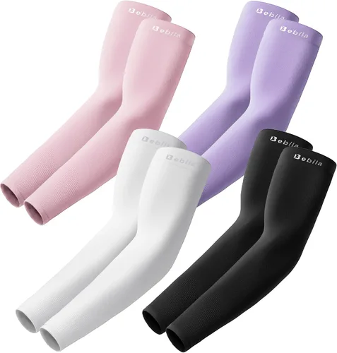 Miniatura 10 de Bebila Mangas de brazo para hombres y mujeres, protección solar UV, mangas de compresión de enfriamiento para baloncesto, golf, al aire libre