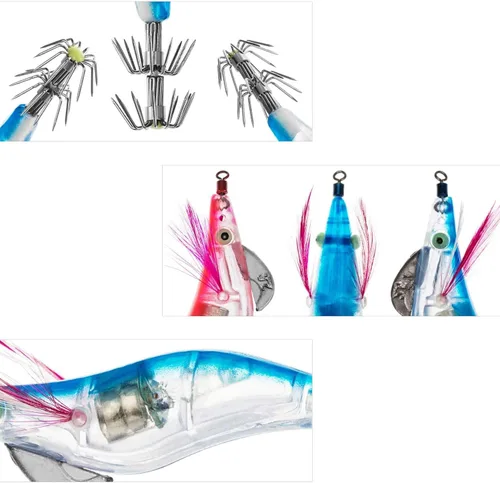 Miniatura 3 de Paquete de 4 señuelos de pesca LED, señuelos de pesca LED para disminuir la velocidad con ganchos Mustad agua dulce y salada, pececillo de Jerkbait