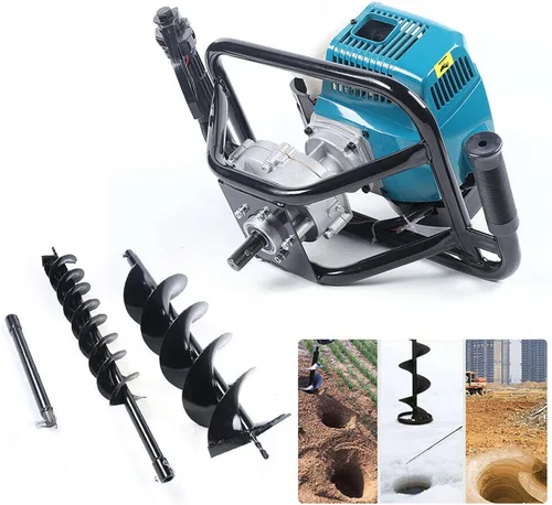 Miniatura 2 de Excavadora de agujeros de poste de 2 tiempos de 52 cc, kit de máquina de perforación de tierra con brocas de taladro, máquina de excavación