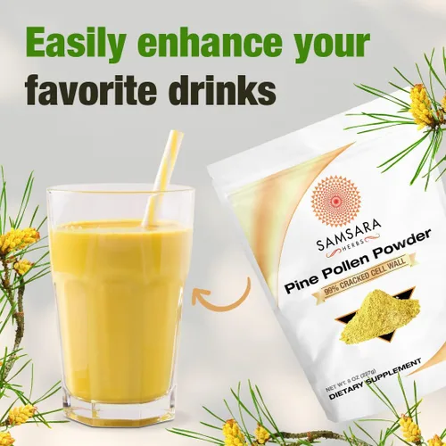 Miniatura 5 de Samsara Herbs Polvo de polen de pino cosechado silvestre - 99% de pared celular agrietada (4 oz/114 g) que apoya la energía saludable y la longevidad
