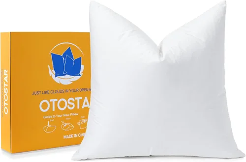 OTOSTAR Paquete de 1 relleno de almohada de plumón y plumas, 18 x 18 pulgadas, rellenos de almohada cuadrados suaves y esponjosos con funda de