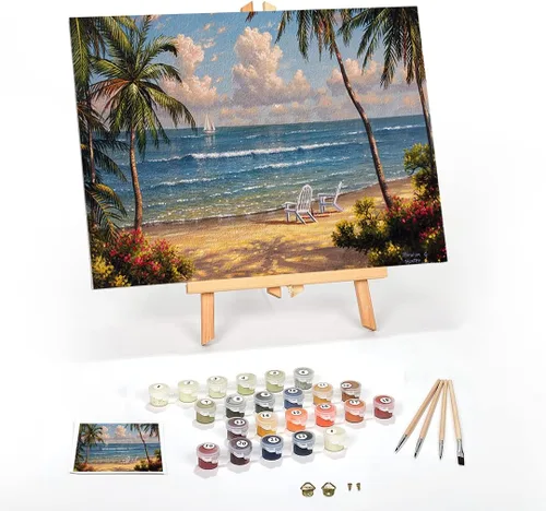 Miniatura 13 de Ledgebay Kit de Pintura por Números DIY para Adultos con Lienzo Enmarcado, de Principiante a Avanzado, los Kits Incluyen Juego de Pintura Acrílica