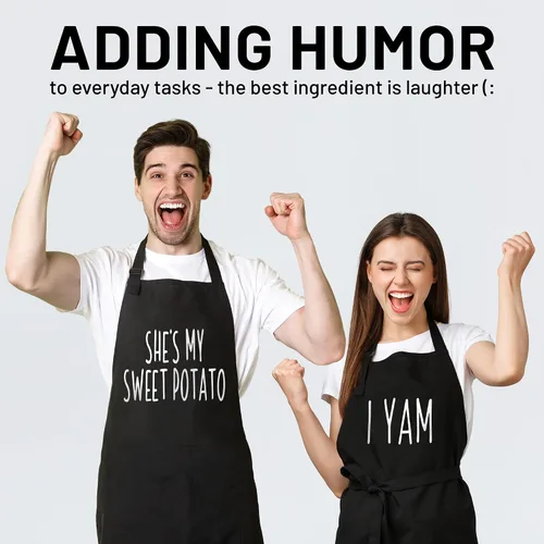 Miniatura 2 de Funny Couple Aprons Gift Ideas For Her Him Wedding, Engagement, Bridal, Birthday Kitchen Cooking Set