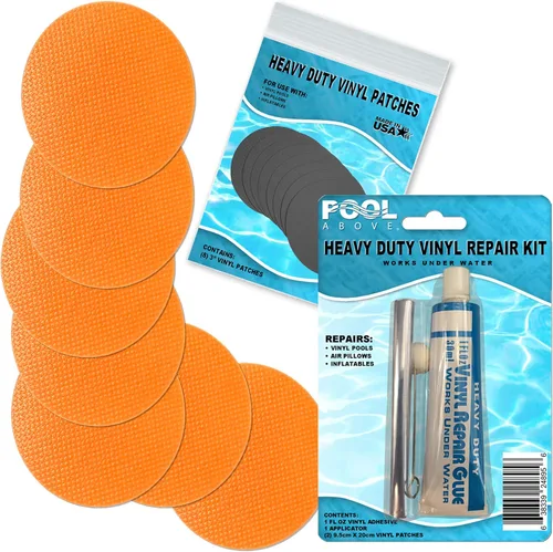 Miniatura 10 de Kit de parches de reparación de vinilo resistente para reparación de revestimientos de piscina sobre el suelo; inflables de pegamento y parches; Azul