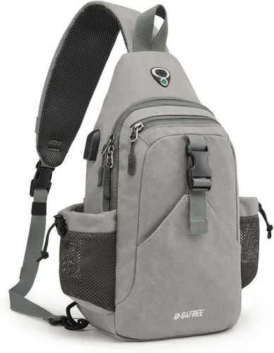 Miniatura 10 de G4Free - Mochila de lona con asa cruzada y puerto de carga USB con bloqueo RFID, mochila de pecho para senderismo, mochila de día para hombres
