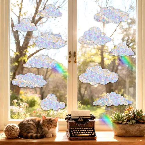 Miniatura 2 de Calcomanías de ventana en forma de nube, calcomanías estáticas de ventana, calcomanías anticolisión para ventanas, calcomanías para evitar golpes