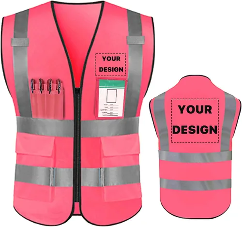 Miniatura 27 de Chaleco de seguridad de alta visibilidad reflectante, personaliza tu logotipo, ropa de trabajo de seguridad con tiras reflectantes y bolsillos A