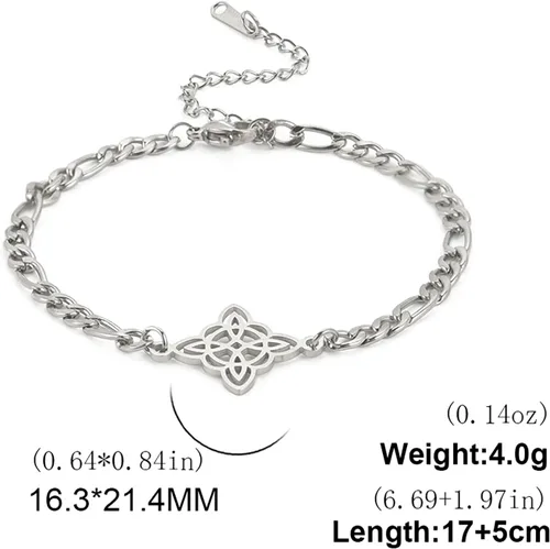 Miniatura 29 de Pulsera de nudo de bruja, nudo celta, símbolo de Wicca pagana, nudo mágico, pulsera de joyería de brujería, pulsera de acero inoxidable ajustable
