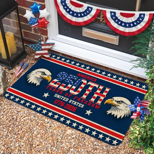 Miniatura 2 de 250th Anniversary Door Mat, 4th July Patriotic Doormats Independence Day Porch Decor Non-Slip Doormats for House Office Inside Entrance Outside