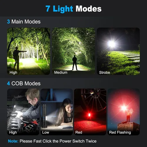 Miniatura 6 de KINGCAESAR 3 Pack Rechargeable Flashlights 90,000 High Lumen, Ultra Bright LED Flash Light for Home, High Powered Flashlights with 7 Light Modes