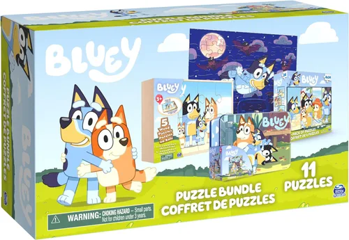 Miniatura 7 de Bluey Juego de 11 rompecabezas, rompecabezas de madera de 8 y 24 piezas, difusos y troquelados para preescolares y niños Paquete de rompecabezas