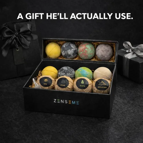 Miniatura 4 de Bombas de baño para hombres, juego de regalo de 8 bombas de baño orgánicas perfumadas hechas a mano de 2.5 onzas con aceites esenciales naturales