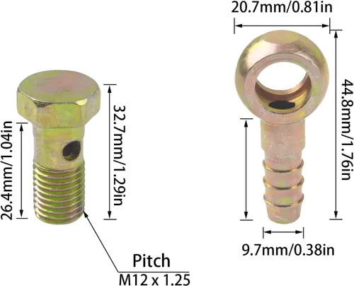 Miniatura 2 de 2 juegos de accesorios de tornillo de púas para manguera de banjo M12, tornillo de banjo, kit de arandela para automóvil y motocicleta (M12 x 1.25)