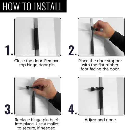 Miniatura 5 de DCC Home Decor - Paquete de 12 topes de puerta con pasador de bisagra, ajustable, resistente, protector de pared de 2.5 pulgadas de ancho con Mate