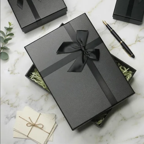 Miniatura 4 de Cajas de regalo con tapas para regalos, juego de 5 cajas de regalo negras, cajas anidables predeformadas para regalos, caja de regalo de lujo