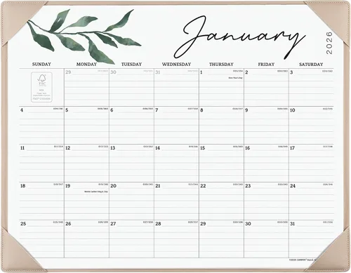 Cabbrix Calendario de Escritorio 2026 con Alfombrilla de Escritorio, Calendario Grande de Escritorio de 21" x 16-1/2" que Cubre de Enero 2026 a