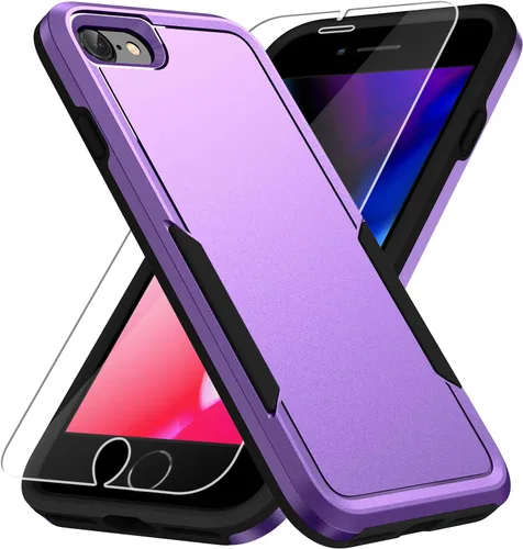 Miniatura 8 de Funda para iPhone SE 2022 (3ª)/2020 (2ª)/iPhone 7/8, con protector de pantalla, [prueba de caídas de grado militar], resistente, resistente, a Negro
