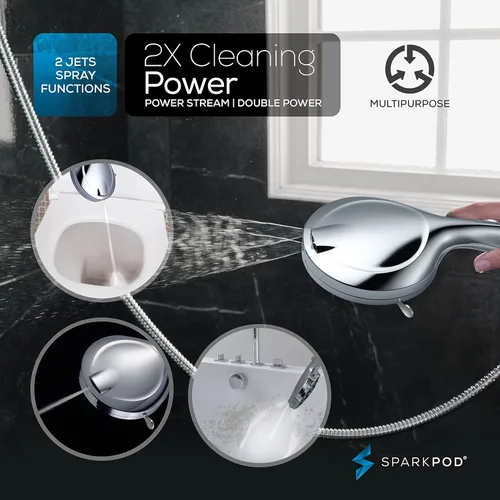 Miniatura 2 de SparkPod Cabezal de ducha de mano de 10 modos con filtro - Cabezal de ducha filtrado de alta presión de 5" con boquillas de limpieza táctil, chorro