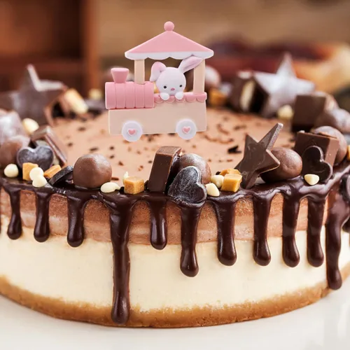 Miniatura 5 de PRETYZOOM 3 piezas de mini adornos de conejo para tartas de 2.2 x 2.2 pulgadas, adornos de muñeca de conejito en miniatura, decoraciones de pastel