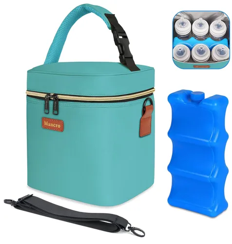 Miniatura 12 de Bolsa de refrigeración de leche materna Mancro con capacidad para 6 biberones de hasta 9 onzas, bolsa térmica para biberones con paquete de hielo