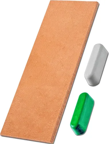 Leather Honing Strop 3 pulgadas por 8 pulgadas con 2 onzas, afilado para cuero Color Verde y Blanco compuesto