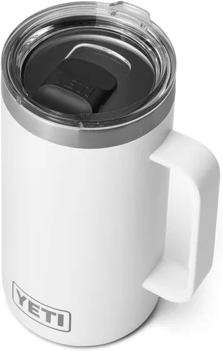 YETI Rambler - Taza de acero inoxidable aislada al vacío con tapa MagSlider, 24 onzas Blanco