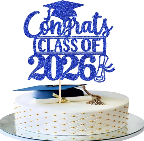Miniatura 27 de Rsstarxi 1 paquete de 2026 con tapa de graduación 2026, decoración de pastel de felicitaciones graduadas para decoración de fiesta de graduación