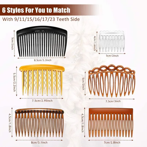 Miniatura 6 de Juego de 24 piezas de peines laterales franceses giratorios para el cabello, clips de plástico accesorios para el cabello para mujeres
