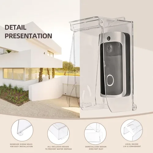 Miniatura 5 de Cubierta impermeable para teclado de puerta, tapa abatible transparente, cubierta impermeable para timbre de puerta, resistente a la intemperie