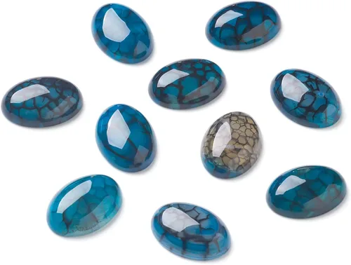 Miniatura 13 de Fashewelry 50 cabujones de piedra preciosa natural ovalada de aventurina verde con parte trasera plana, 0.551 x 0.394 in, cuentas de cristal