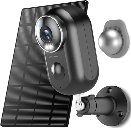 ZUMIMALL Cámaras de seguridad solares inalámbricas para exteriores, cámara para exteriores 2K inalámbrica alimentada por energía solar, cámara de