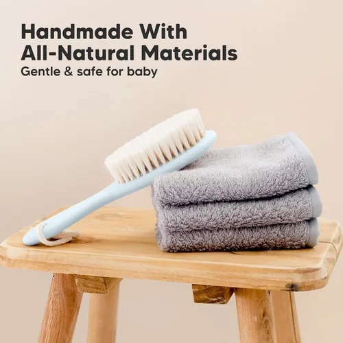 Miniatura 4 de Cepillo de madera para el pelo del bebé para niñas y niños, cepillo de cuna para bebés, cerdas suaves de cabra, peine perfecto para el cuero Frost