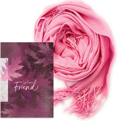 Miniatura 7 de Smiling Wisdom - NUEVO - Amistad - Reason Season Lifetime Friend Tarjeta de felicitación y bufanda Set de regalo - Best Friend Women BFF (Fuchsia)
