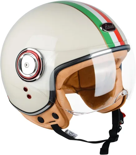 Miniatura 11 de Open Face Motorcycle Helmet for Adults,DOT Approved - Moped Half Vespa Retro Helmet with Anti-Scratch Visor for Men and Women