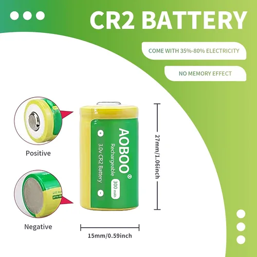 Miniatura 3 de 4 pilas CR2 15270 de 3 voltios 300 mAh + cargador de batería recargable rápido de 3 V CR2 baterías CR2-4