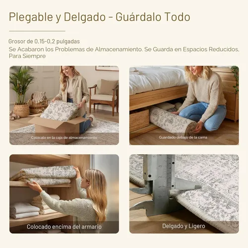 Miniatura 8 de PureCozy - Tapete largo de pasillo, 2 x 6 pies, gris, lavable a máquina, vintage, desgastado, antideslizante, retro, floral, para interiores, Acento